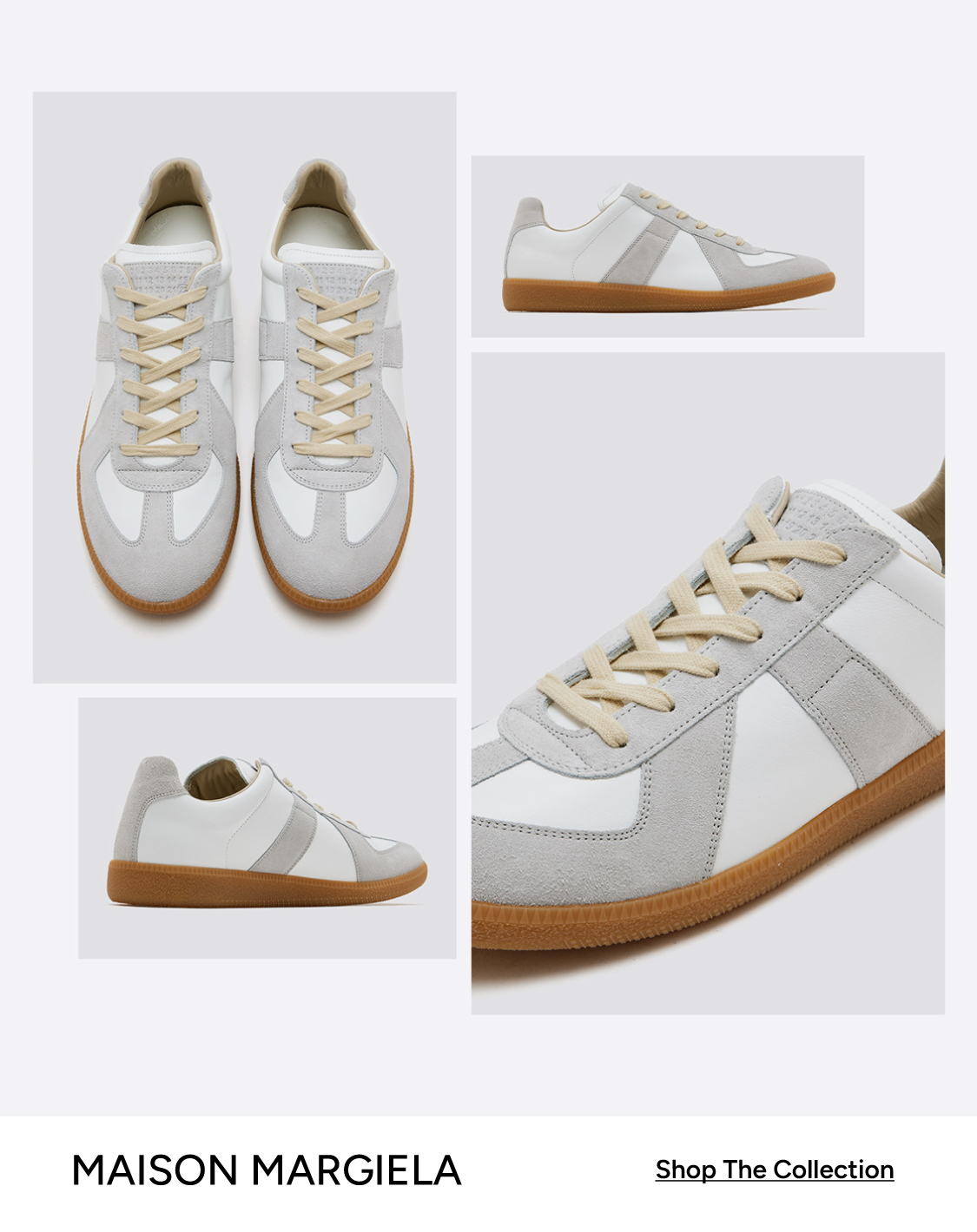 Maison Margiela Replica sneakers in white and grey suede with gum sole — Shop The Collection